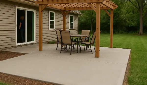 a concrete patio with a pergola from Houston Concrete Services in Houston, TX - Commercial Concrete Projects