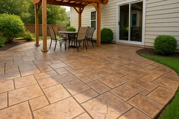 a stamped concrete patio from Houston Concrete Services in Houston, TX  