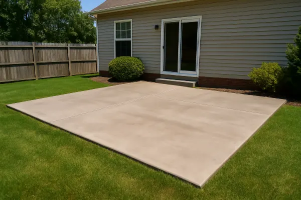 a house featuring a concrete patio from Houston Concrete Services in Houston, TX - Concrete sidewalk building and repair