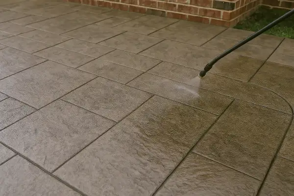 a stamped concrete being sprayed from Houston Concrete Services in Houston, TX - concrete slab foundation a stamped concrete being sprayed from Houston Concrete Services in Houston, TX - concrete slab foundation