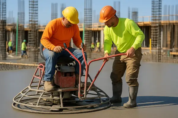 2 men using a machine to finish a concrete slab foundation from Houston Concrete Services in Houston, TX - concrete slab foundation 2 men using a machine to finish a concrete slab foundation from Houston Concrete Services in Houston, TX - concrete slab foundation