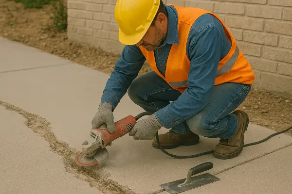 a male worker repairing a sidewalk from Houston Concrete Services in Sugar Land, TX - Sugar Land TX